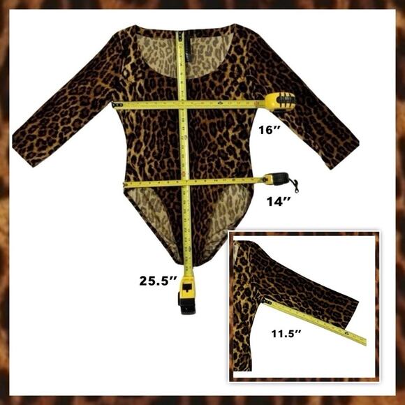 #T163 NWOT NORMA KAMALI Women's Pantera Leopard Print Scoop Neck Bodysuit $145 - Picture 15 of 16